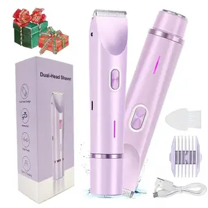 Mother'S Day Gift, 2 in 1 Electric Hair Removal Tool Trimmer for Women, Dual-head Electric Razors, Body & Facial Electric Shaver, Waterproof Wet & Dry Use Trimmer, Shaver for Women
