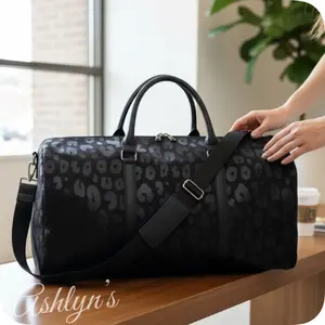 Every Girls Must-XXL Faux Leather Black Animal Print Weekender-Tote-Duffel Bag-Luggage