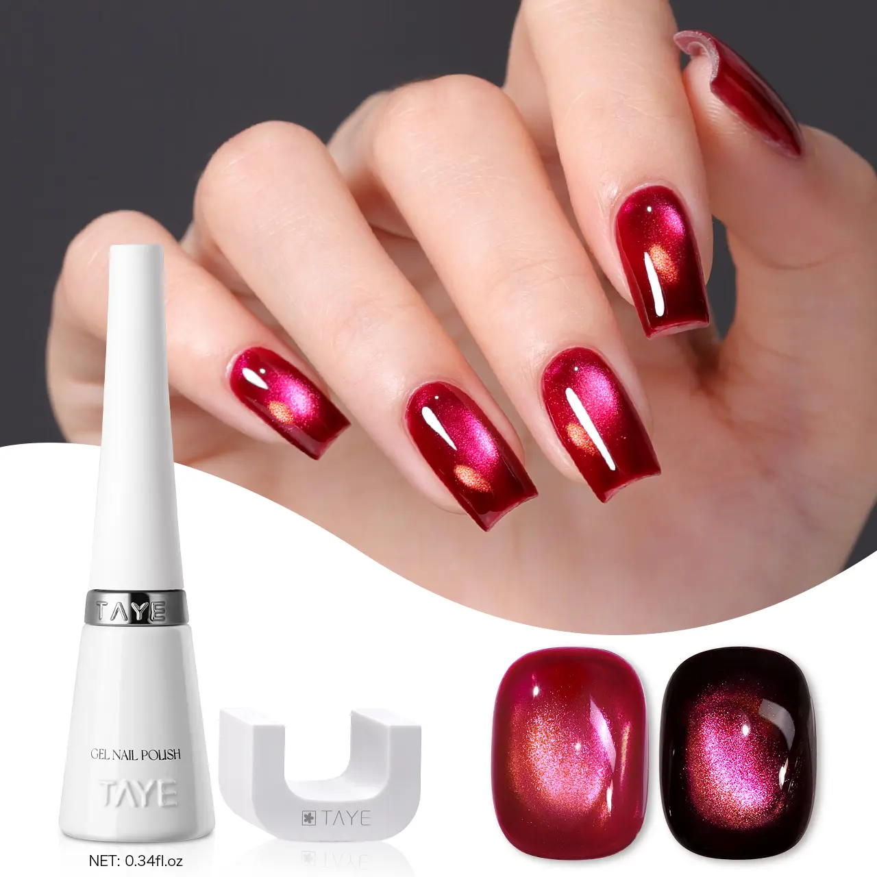 TAYE Aurora Galaxy Cat Eye Gel Polish 10g Magnetic Nail Gel, Velvet Halo Effect, Easy Nail Art Design, Long Wear 4+ Weeks, DIY Manicure for Salon, Holiday, Wedding, Party Cosmetic Nail Care
