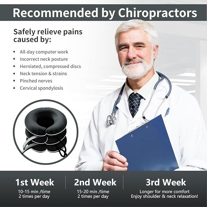 Inflatable Neck Stretcher & Cervical Traction Device – 1 Pack Neck Pain Relief, Facial Roller easter baskets , Adjustable Inflatable Neck Brace with Pump Portable Home Use,Physical Therapy Alternative for Desk Job Neck Shoulder Relaxer Neck Care Stick