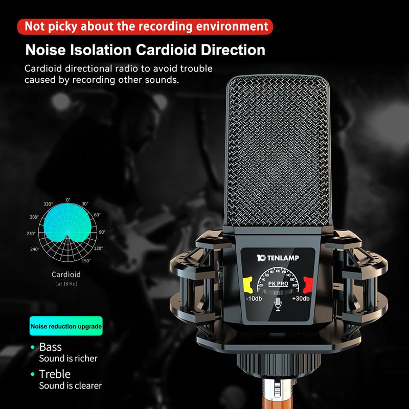 Teanlamp P15 microphone is a condenser microphone suitable for podcasts, videos, and live streaming. It comes with a microphone stand and is compatible with PS4/5/PC.