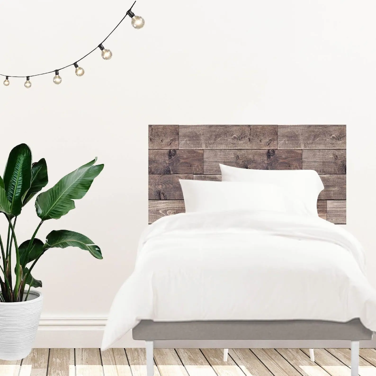 Rustic Wood Plank Wall Decal Panels | Faux Pallet Headboard Wall Sticker