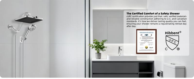 Hibbent cUPC Certified High Pressure 13'' Dual Shower Head Combo with 10-mode Handheld Spray, Upgraded Rainfall 5-spray Shower Head, 12'' Adjustable Extension Arm, 71'' Hose, Showerhead Holder, Chrome