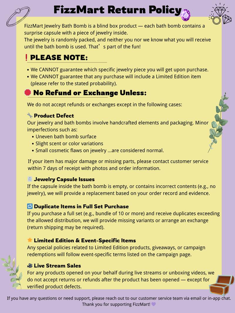 FizzMart Jewelry Mystery Ball – Melt to Reveal a Premium Ring, Earrings, Necklace, or Bracelet | Stress-Relief Bath Bomb, Surprise Holiday Gift for Her