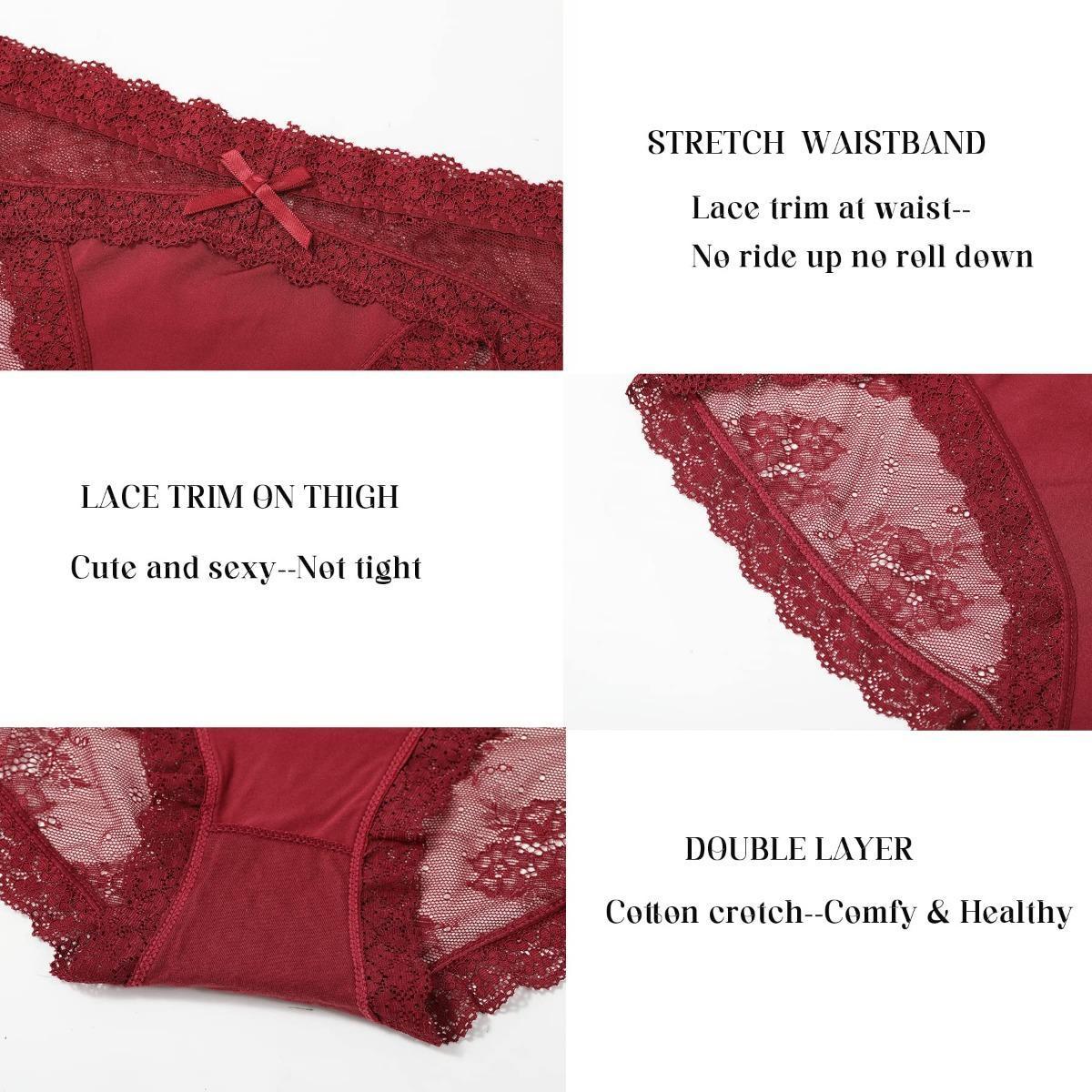 Women Lace Underwear Sexy Breathable Hipster Panties for Lady Stretch Seamless Soft Bikini Briefs 6Pcs/Set Nylon Fabric Womenswear
