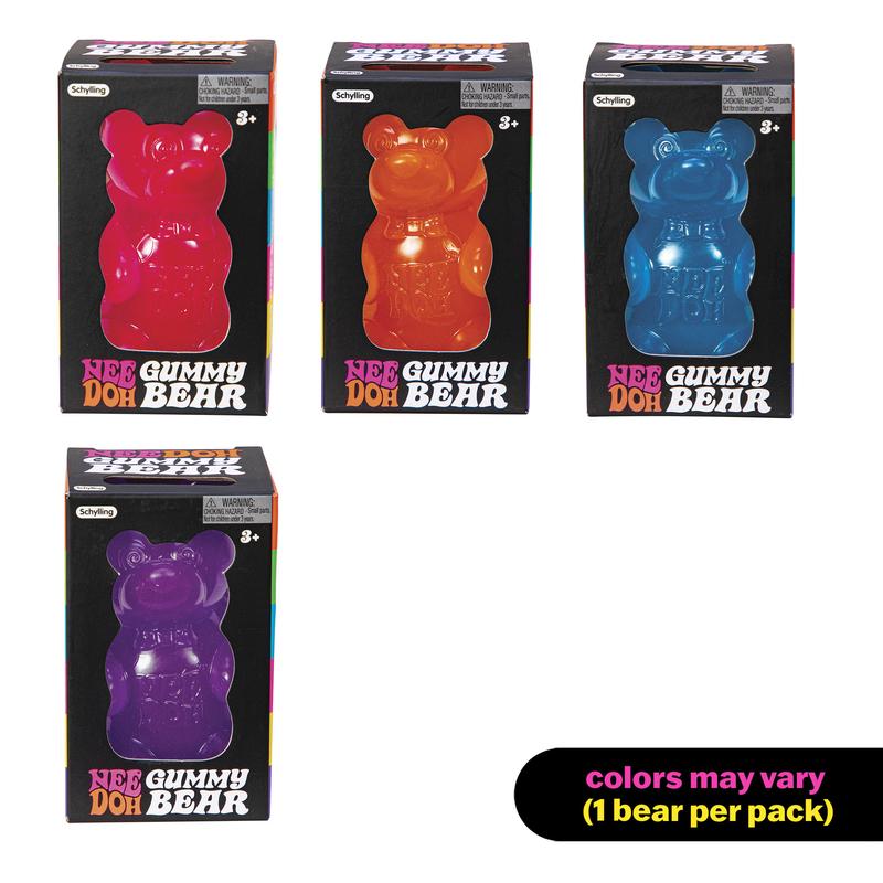 NeeDoh Gummy Bear – 3.5" Sensory Fidget Toy, Squeeze, Pull & Smush, 4 Assorted Colors, Random Color