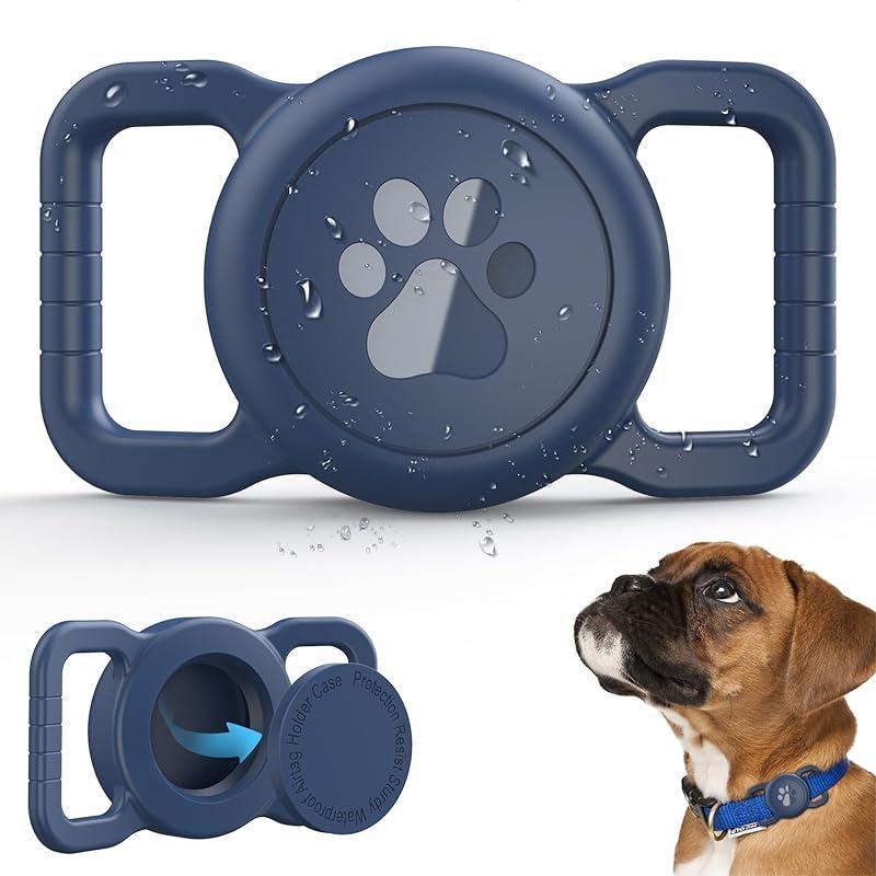 [Spring Deals] Tukio Waterproof Airtag Dog Collar Holder - Silicone Anti-Lost Protective Case for Apple Airtag/GPS Tracker(Find My for ios) Fits All Collar Widths Pet Gear