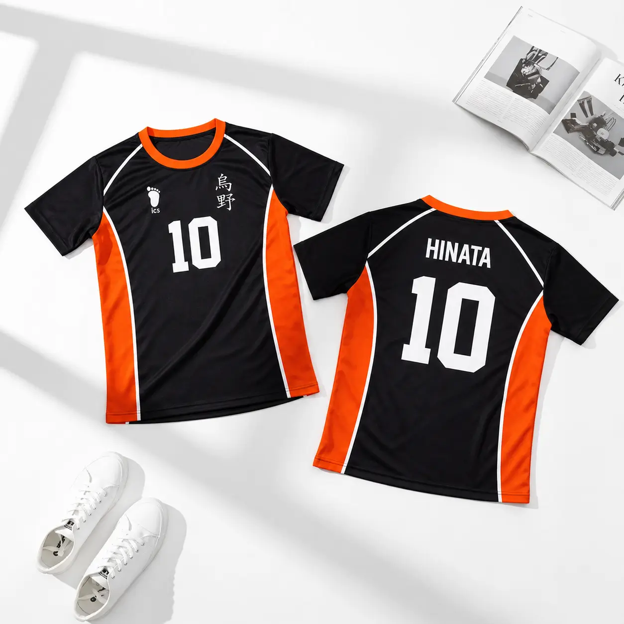 Haikyuu Shoyo Hinata Karasuno High School Anime Cosplay Volleyball Jersey No.10 Athletic Sportswear T-Shirt - Breathable Quick-Dry Uniform Top for Men Women & Teens