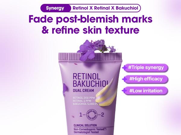 Retinol Bakuchiol Dual Cream – 1.69oz / 50ml – Collagen Moisturizer for Glass Skin with Barrier & Soothing Care – Korean Skin Care