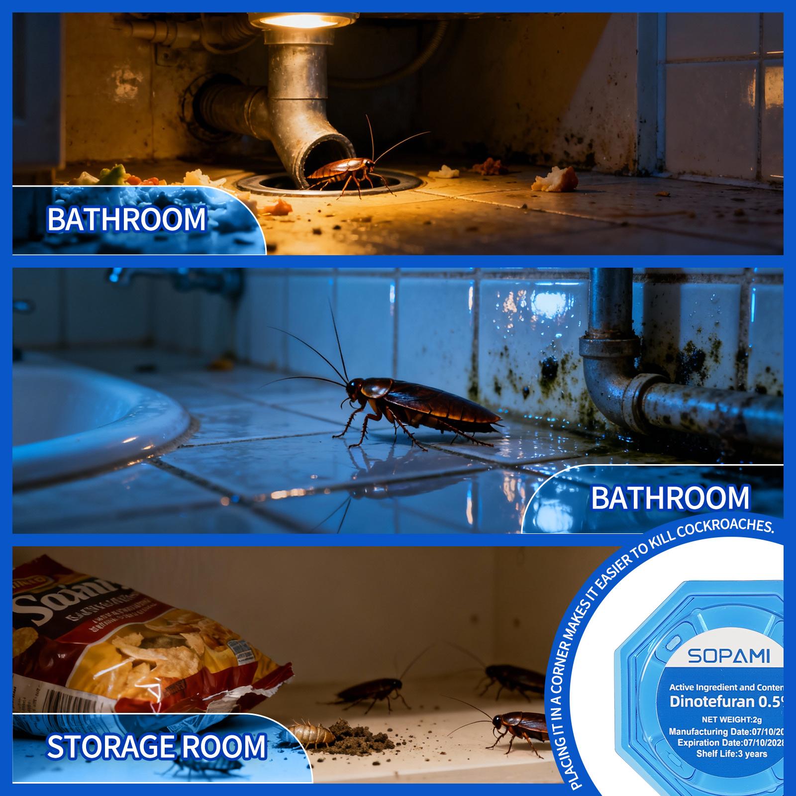 SOPAMI Insecticidal Bait - Small Size Roach Bait for Kitchen & Indoor Use with Dinetofuran 0.5% Active Ingredient No Magnets Cockroach Repellent Gel Cockroach Control Cockroach Killer