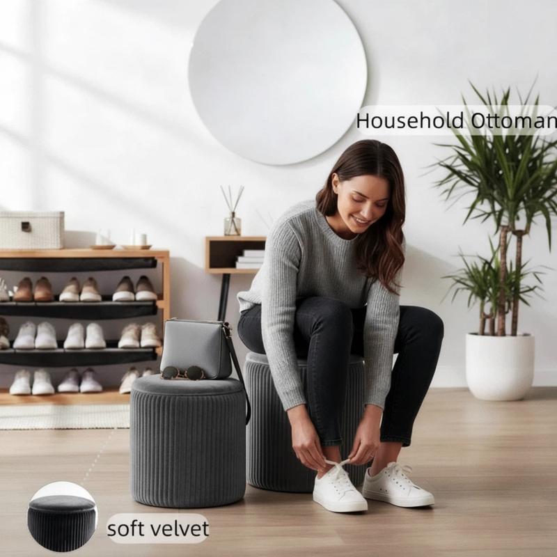 Storage Ottomans | Set of 2 | Velvet Dual-Height Design · Hidden Storage · Waterproof Top · Kid & Pet Friendly | Living Room, Bedroom, Entryway Must-Have