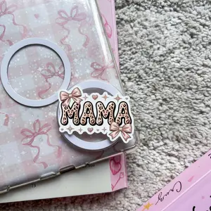 Leopard Mama MagSafe Phone Grip – Coquette Bow Magnetic Pop Socket & Kickstand – Cute Mom Gift