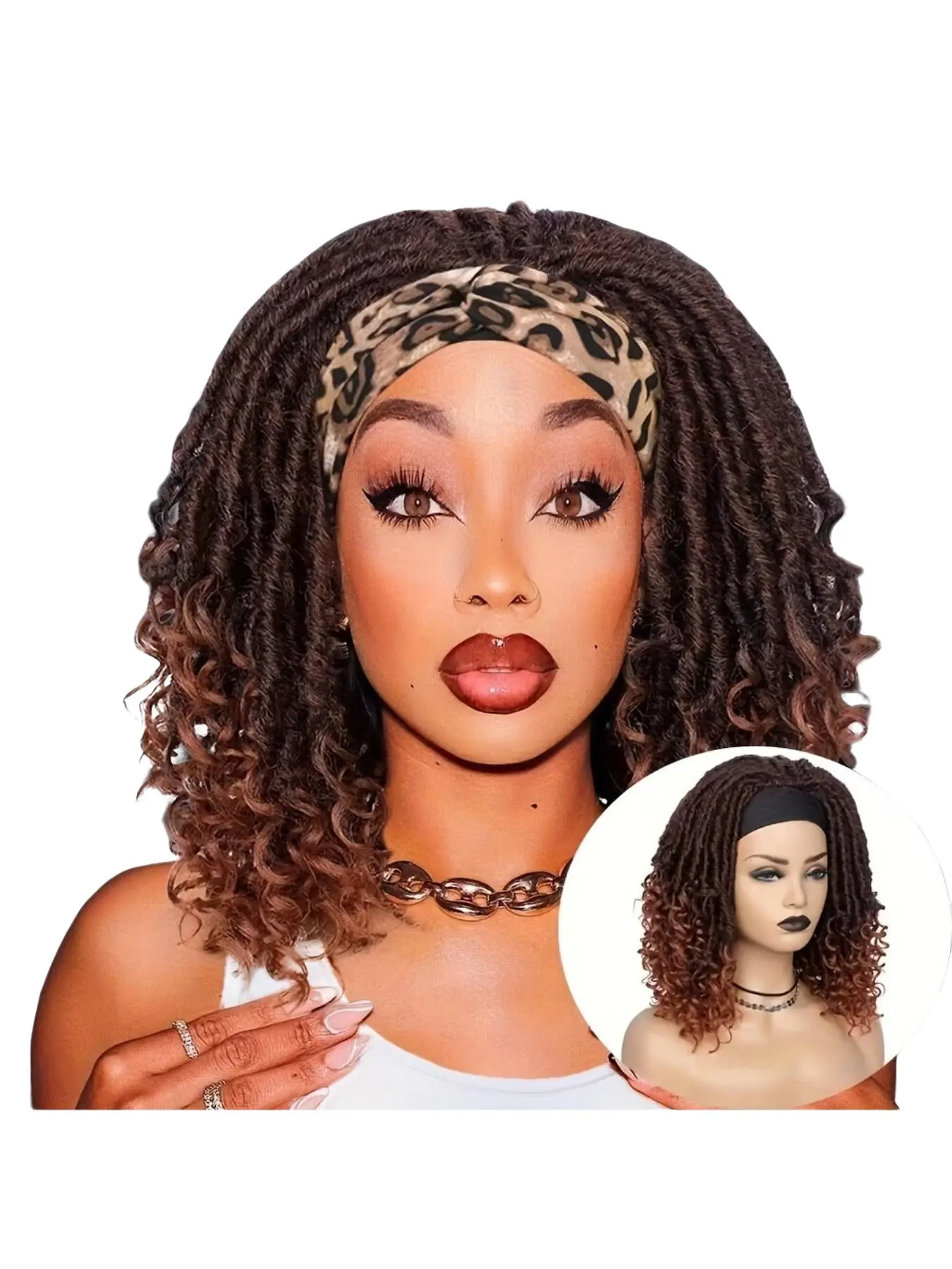 Synthetic Braided Hairband Wig, Hooked Braids Twist Braid Wig, African Curl Synthetic Dreadlock Wig, Curly Synthetic Wig, Women's Afro Style Hairstyle, Synthetic Curly Wigs
