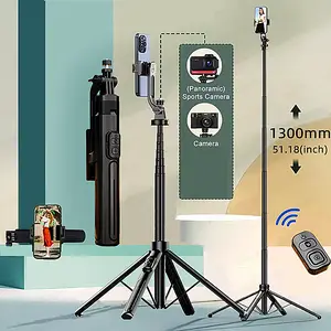 Aluminum stand 1.3m Selfie Stick four Tripod Bluetooth Remote monopod with 1/4 Interface holder for Phone Camera Vlog