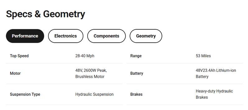 Yozma IN 10 Electric Bike 2600W Power 48V 23.4Ah Lithium-ion Battery 53 Miles Rang For Teens & Adults e bike