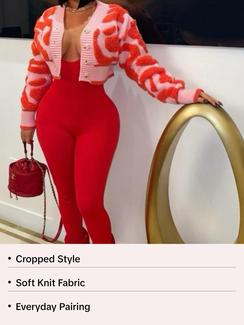 Pink Knit Cardigan - Cropped Design, Soft Knit Fabric, Versatile Style for Women - Knitwear, Womenswear Elegance Outfit