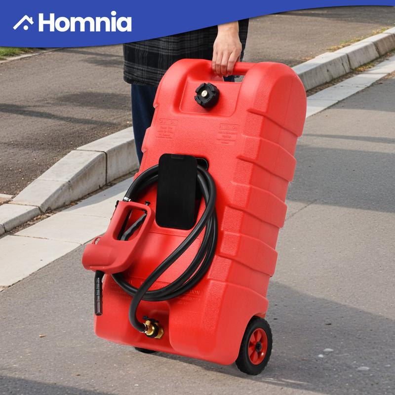 OEDRO Fuel Caddy 15 Gallon, Fuel Transfer Tank, Portable Gasoline Diesel Fuel Tank with Manual Transfer Nozzle, Diesel Fuel Container, Red