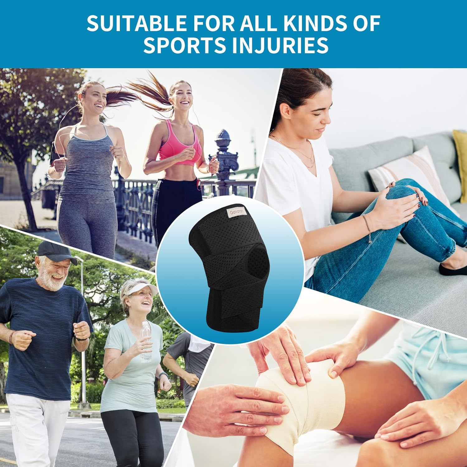 Knee Brace with Side Stabilizers for Meniscal Tear Knee Pain ACL MCL Arthritis Injuries Recovery, Breathable Adjustable Knee Support for Men and Women