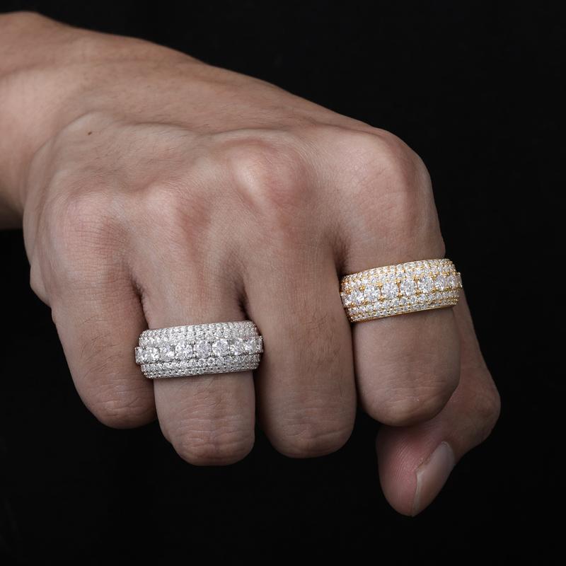 【D1 R60】UCCIYO Fine Jewelry VVS1 Synthetic Moissanite Rings For Men Hip Hop Pave Setting S925 Sterling Silver Rings Hip Hop Jewelry Engagement Wedding Bands