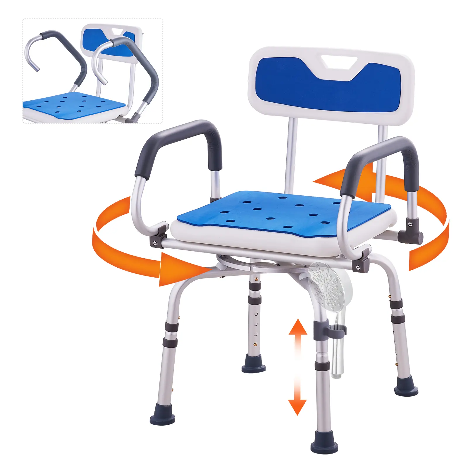【summerfinds】VEVOR Swivel Shower Chair 360 Degree, Adjustable Shower Seat with Pivoting Arms for Inside Showers or Tubs, Non-Slip Rotating Bathtub Shower Chair for Elderly Disabled Injured, 400LBS Capacity