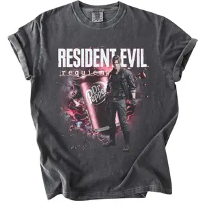 Vintage Resident Evil Requiem comfort color Shirt, Dr. Pepper Collaboration Tee Horror Game 2026, Top Menswear Womenwear, Cotton unisex T-shirt, Trendy Shirt