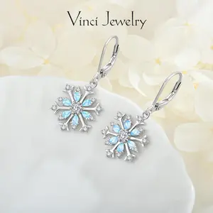 925 Snowflake Drop Earrings with Hypoallergenic Sterling Silver Design, Elegant and Exquisite Sparkling Flower Cubic Zircon  Dangle Earrings for Women, Perfect for Fall and Winter, Birthday Valentine's Day Gift, Daily Wear and Party Jewelry