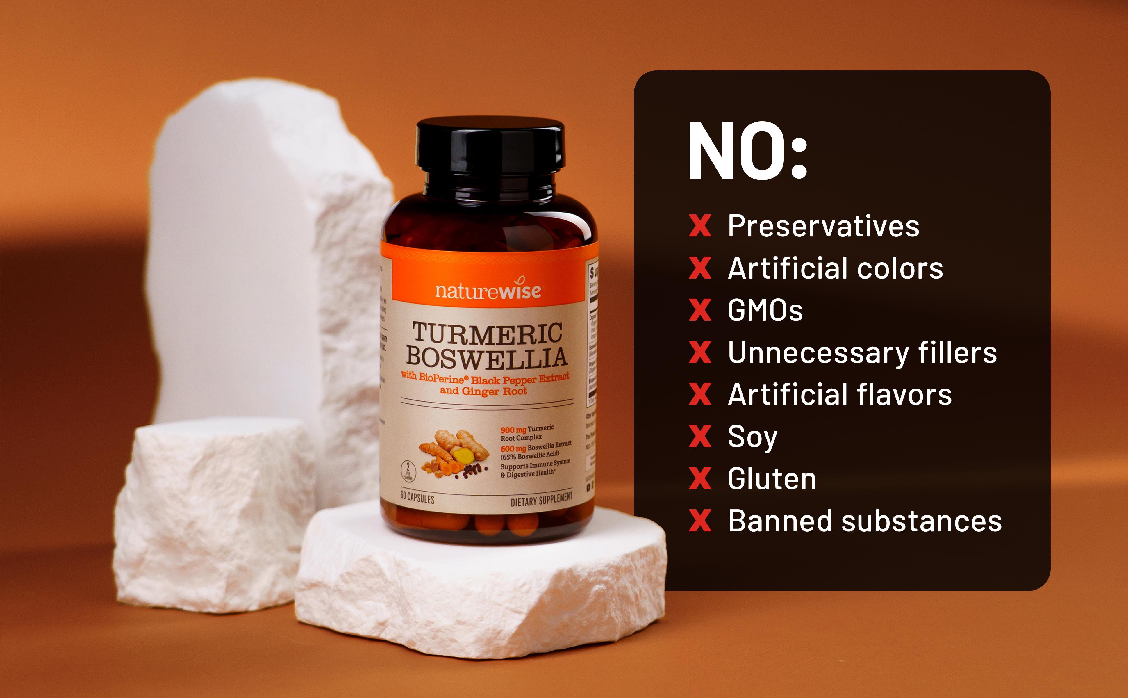 NatureWise Turmeric Boswellia Supplement with BioPerine & Organic Ginger Root - Organic Turmeric 900mg + Boswellia Extract 600mg - Non-GMO, Vegan, USA Manufactured