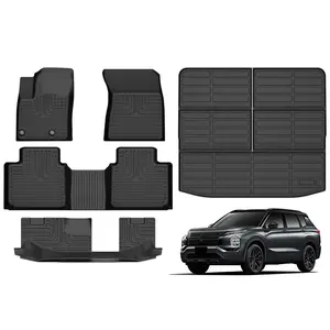 COLANAT for Mitsubishi Outlander 2022-2025 (7-Seat Gas Only - Not PHEV) Floor Mats & Cargo Liner Set, All-Weather 3-Row 3D Scanned Full Coverage Protection, Custom Fit High Edge Waterproof Odorless Liners SUV Accessories Black