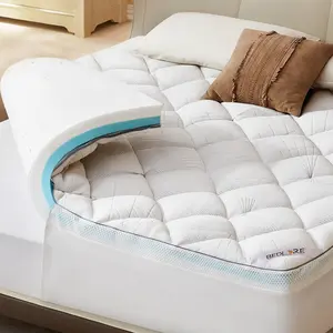 【Summervibes】BEDLORE Breathable Gel Memory Foam Mattress Topper for Back Pain Relief: 4-Inch Dual-Layer Medium Support with 2" Cooling Foam + 2" Fluffy Pillow Top, Pressure-Relieving Fitted Pad, Machine Washable Cover, Perfect for Guest Bed