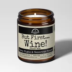 But First Wine 9oz Funny Candle Malicious Women Co