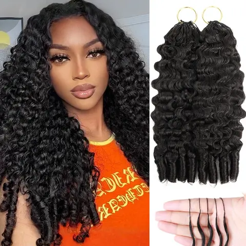 Burmese Curly Crochet Human Hair Extensions Miracle Knots Pre-Separated Feather Crocher Human Hair Boho Braids 4 to 5 Bundles Recommended