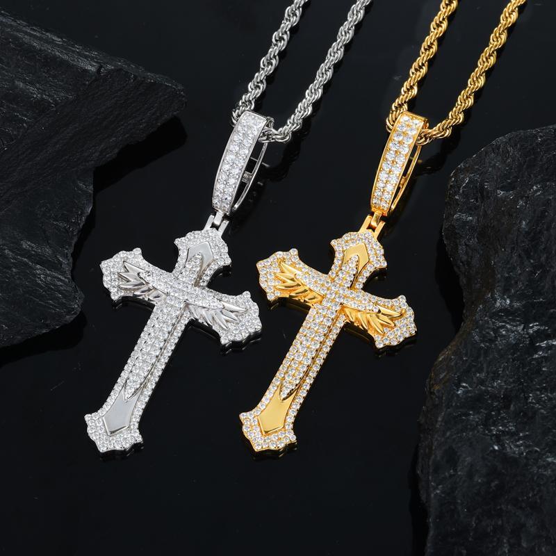 【##P681】Cross Pendant UCCIYO S925 Sterling Silver Synthetic Moissanite Pendant Necklace for Women Men Hip Hop Jewelry Gift Cross