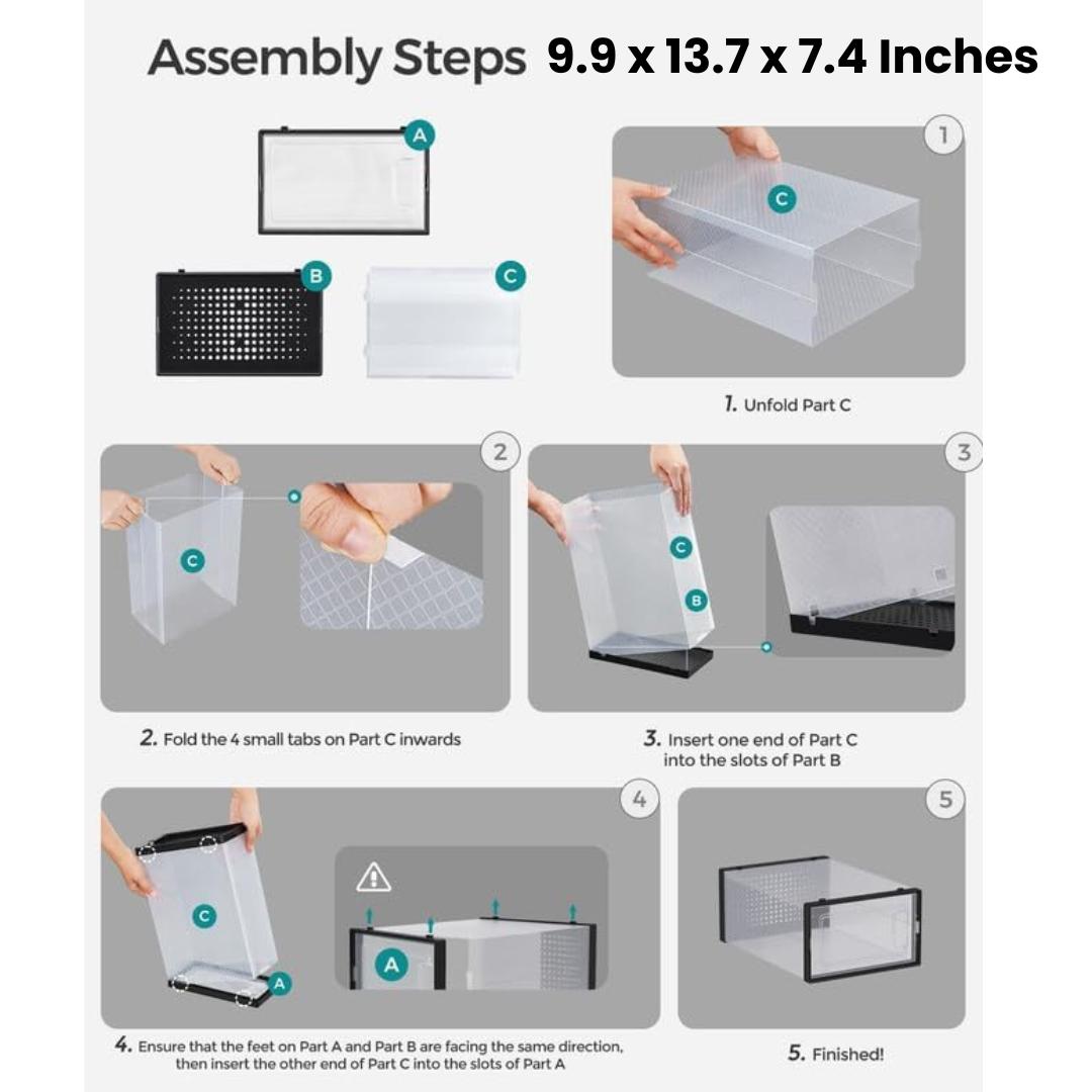 SONGMICS Shoe Boxes, Shoe Storage Organizers, Stackable and Foldable for Sneakers