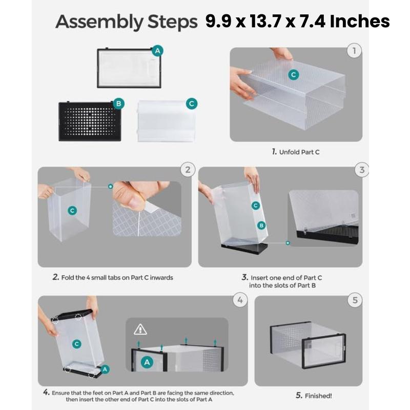 SONGMICS Shoe Boxes, Shoe Storage Organizers, Stackable and Foldable for Sneakers