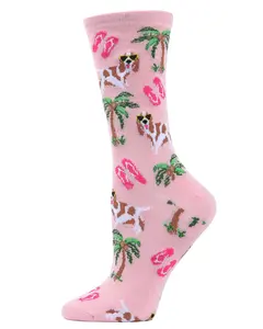 Tropical Spaniel Bamboo Blend Crew Socks