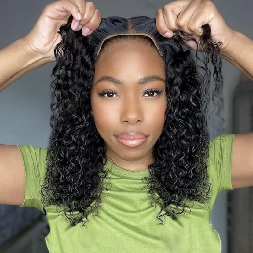 Short Bob Glueless Wigs 6x4 Ready To Wear Deep Wave Curly Wigs Human Hair Wet and Wave 6x4 HD Lace Closure Wig For Women Pre Plucked 180% SpringStatements