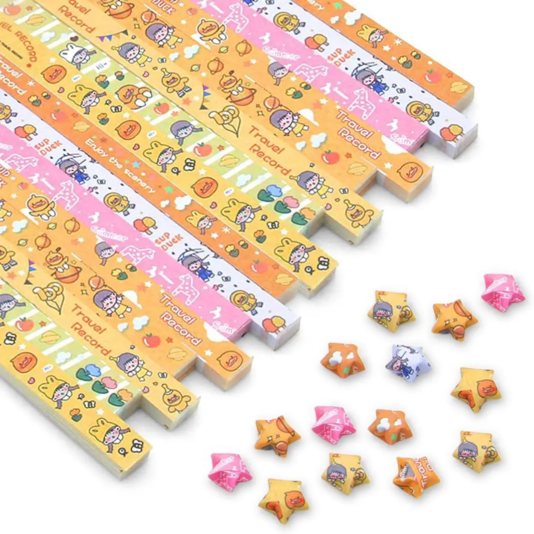 540 Sheets Cute Stars Origami Paper of Cartoon Duck Lucky Stars Paper Strips for DIY Handcrafts Decoration Folding Paper Strips for Party Decor Gift Making