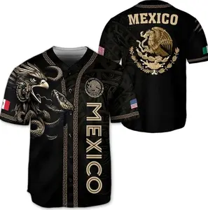 Mexico Black & Gold Baseball Jersey – Aztec Eagle Streetwear Style
