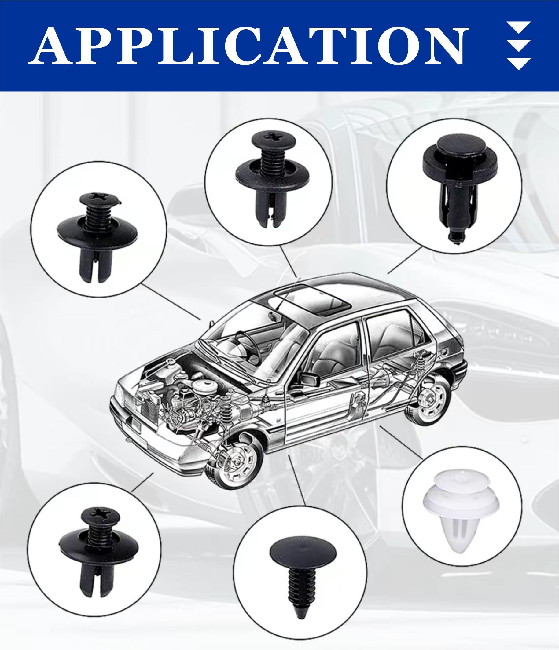 [200-PC 6-Size Complete Set] Automotive Plastic Rivet Clips & Retainers - Heavy-Duty Push Pin Fasteners for Universal Fender, Bumper, and Body Panel Installation