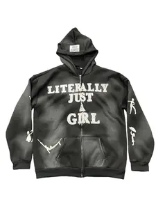 American Y2K Hip Hop Letter Patch Embroidery Hoodie, Personalized Street Style Loose Zip-Up Cardigan Top for Men and Women, Women's Sweatshirt Hoodie