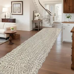 Garvee Imitation Braided Collection Print Long Hallway Runners 2x10 Washable Area Rug, Farmhouse Rustic Bordered Non Slip Soft Low Pile Indoor Carpet Runners for Entryways and Laundry Room