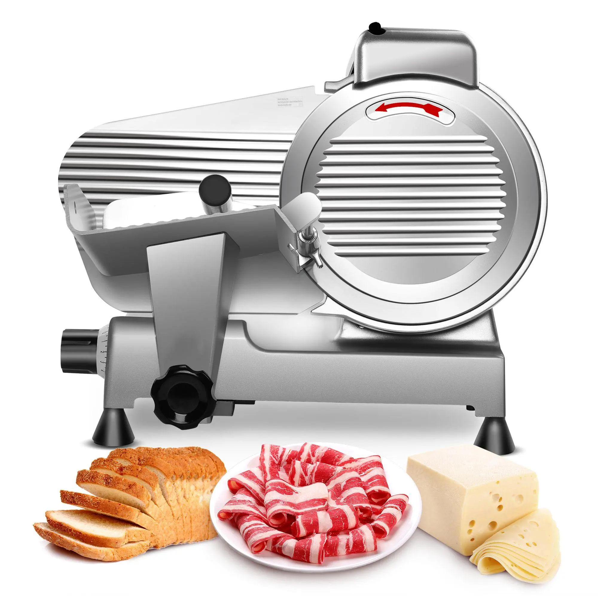 10 inch Commercial Meat Slicer, 240W Frozen & Cheese Slicer, Premium Chromium-plated Steel Blade, Semi-Auto, Low Noise cutter