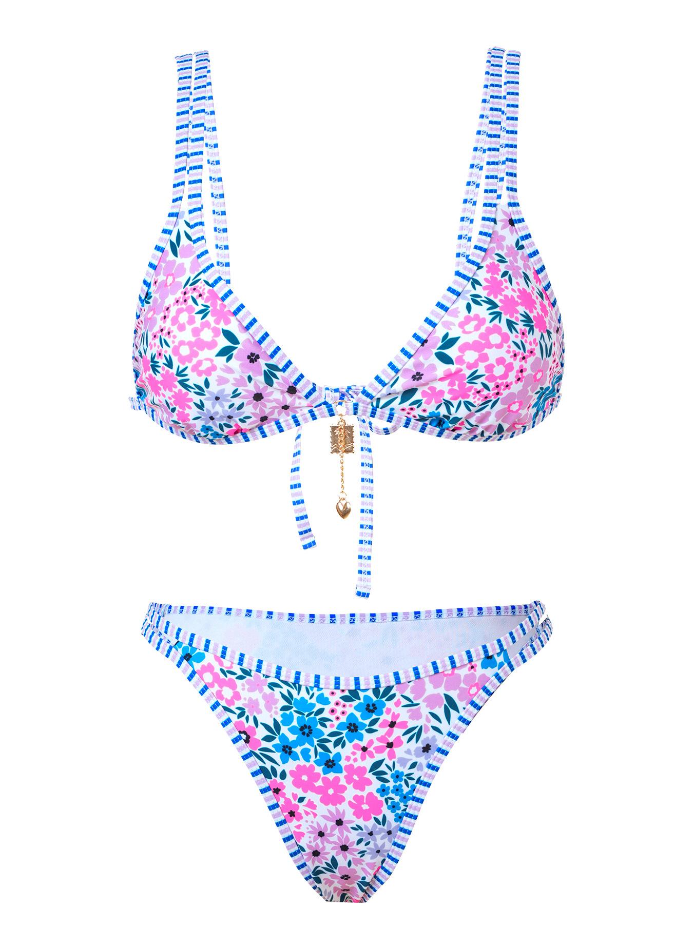 Hilor Women's Floral Print Bikini Set Two-Piece Casual Fashion Chic Swimsuit for Beach Holiday Vacation Ladies Summer Clothes