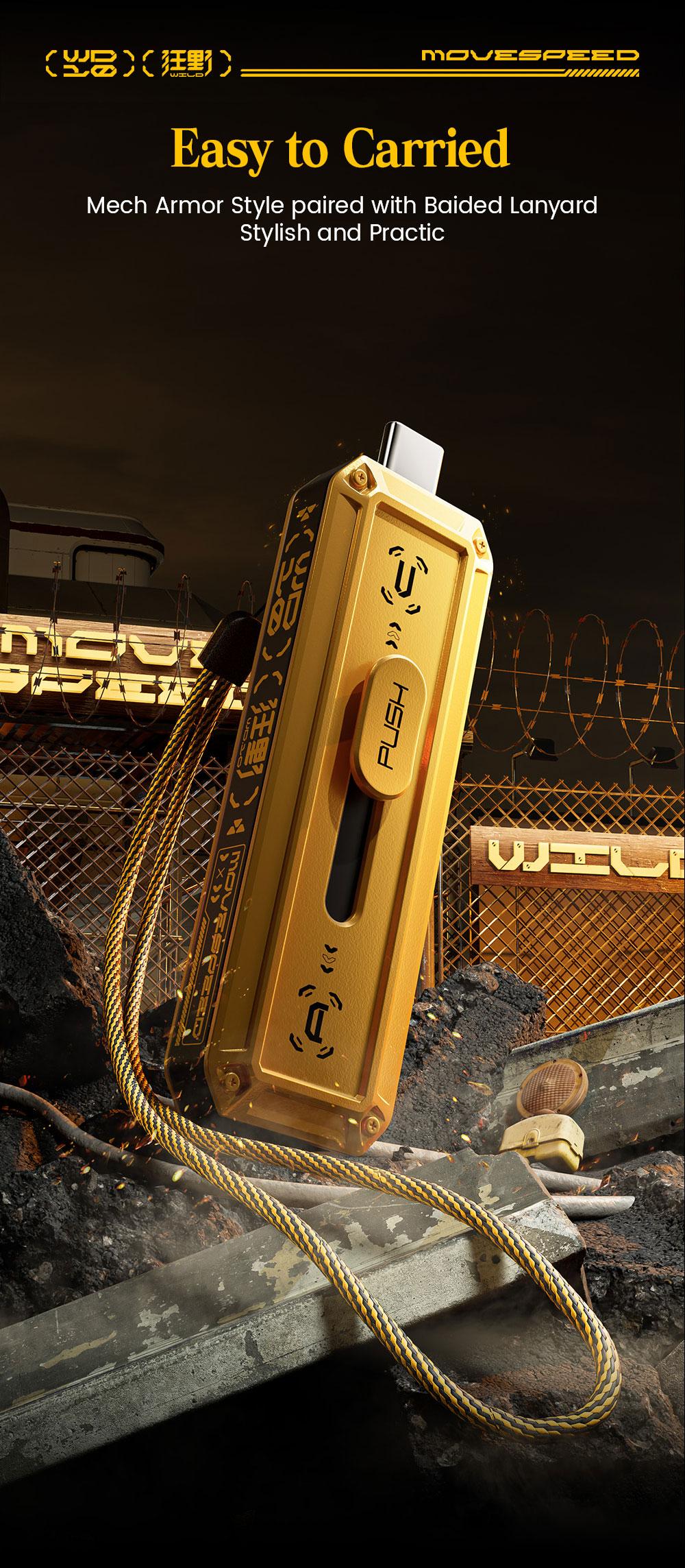 MOVE SPEED 1TB Flash Drive - 1000MB/s Read & Write Speed, Wild Series，USB 3.2 Gen2 + Type-C Dual Interface, 3-Stage Push-Pull Design with Lanyard - Compatible with iPhone 15, MacBook, Android Phones, and More,Father's Day gift