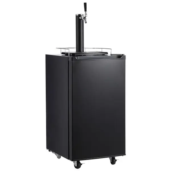 Dual Tap Beer Kegerator, Full Size Draft Beer Dispenser with Temperature Control 32-50°F, Includes CO2 Tank (Empty), Drip Tray, 4 Casters & Shelves, for 5 Gallon Kegs, 3.4 cu.ft Capacity