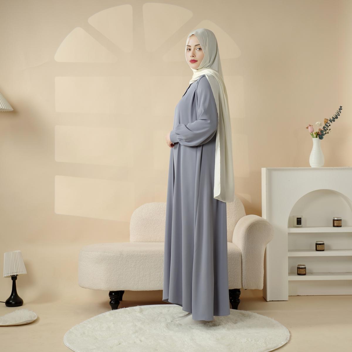 Macaron Color Shoulder Button Pullover Abaya ,black abaya,elegance,soft,daily abaya,abaya style,muslimfashion,abayafashion,jilbab,MA083 - Modest Women's Abaya Style with Elegant Design  Versatile Classic