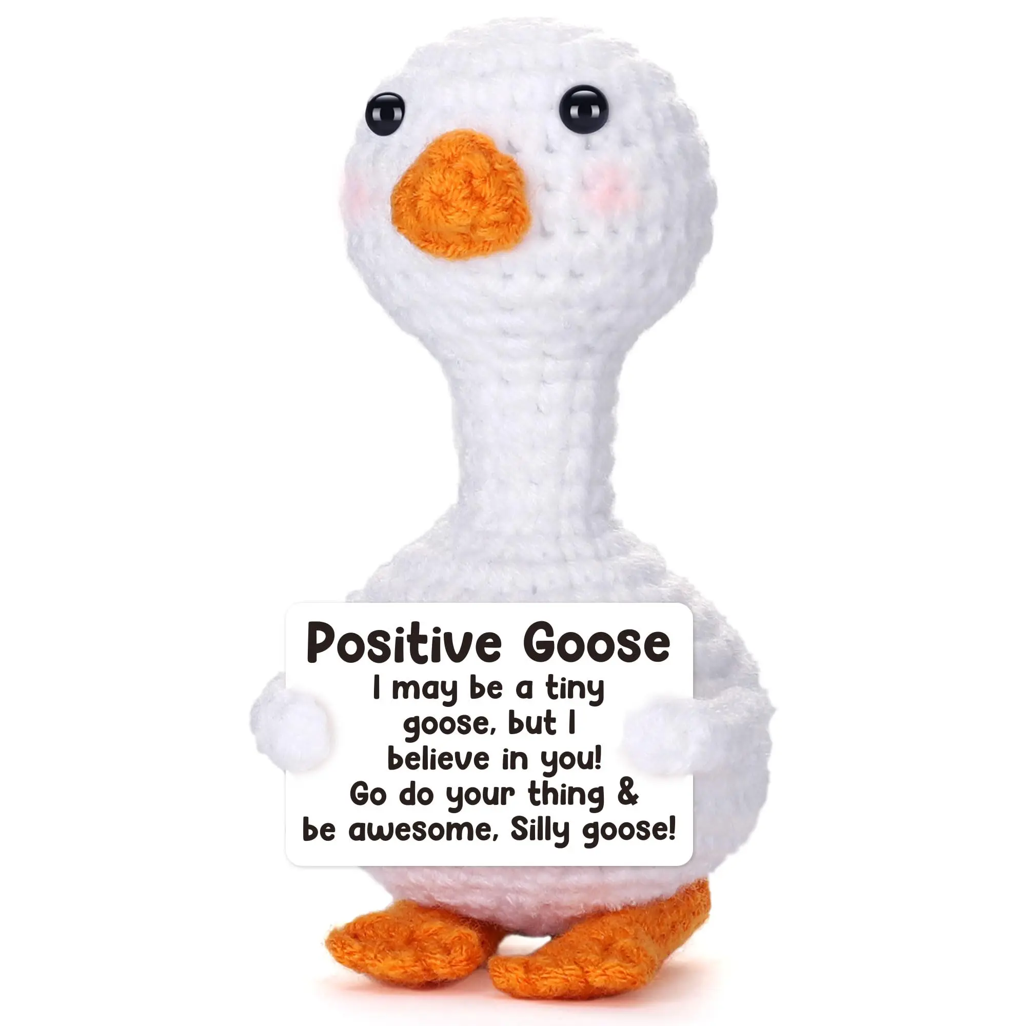 Hand-Knitted Little Goose Cute Stuffed Animal - Soft Huggable Kawaii Stuffed Animal Trinkets, Unisex DIY Specialty Toy Supply, Baby Shower Mini Gift, Desk Decor (Anxiety Relief Collectible), House Decoration