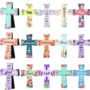 Magnetic Cross Bookmarks with Bible Verses, 48 Pcs Christian Bookmarks Bulk Set - Inspirational Religious Magnetic Bookmarks for Bible Study, Church, Easter & Mother‘s Day Gifts