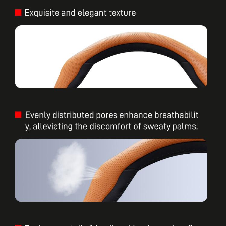 SUPEREVER Napa Leather Car Steering Wheel Cover - 15 Inch, 4-Season Universal Fit, Enhanced Grip, Elevated Style, Non-Bulky & Modern Design, Anti-Slip, Sweat-Absorbent, Comfortable & Premium Quality