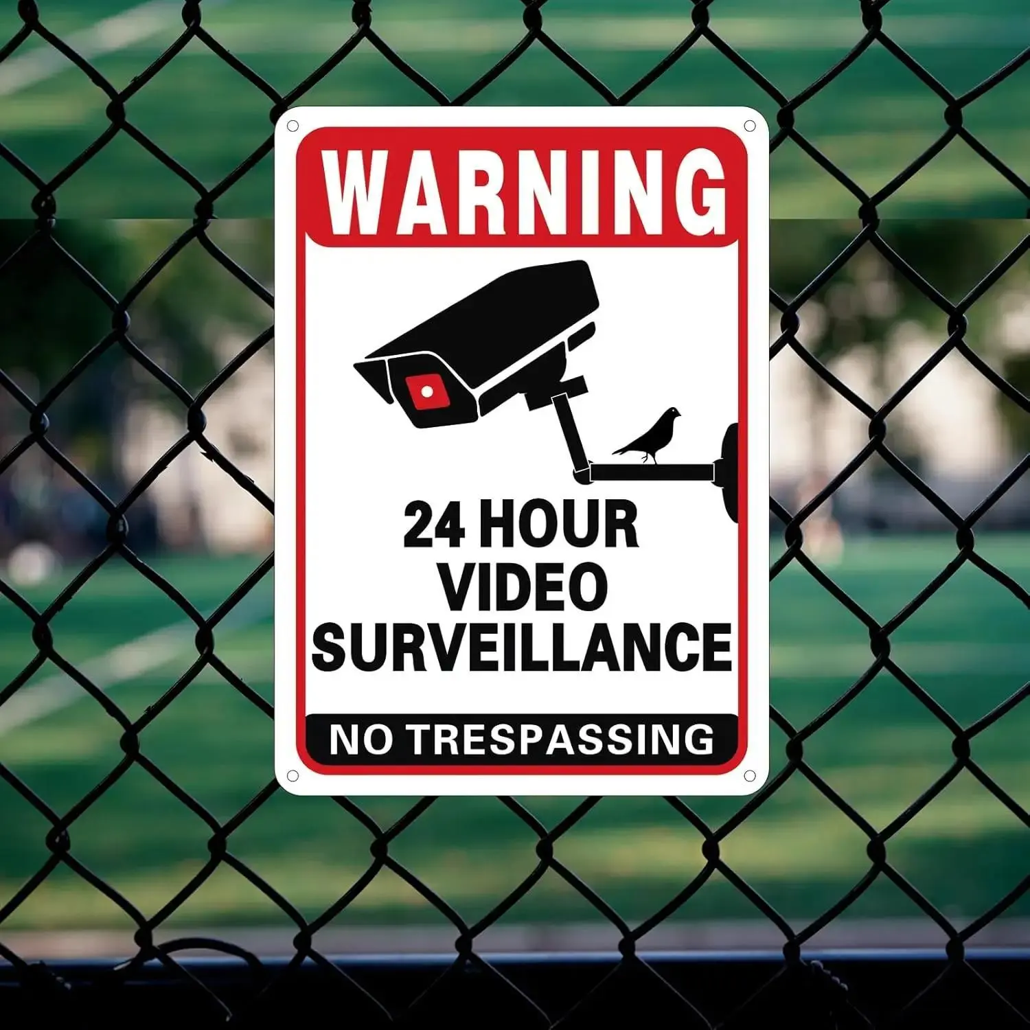 Signs prohibiting private property intrusion, outdoor video ...